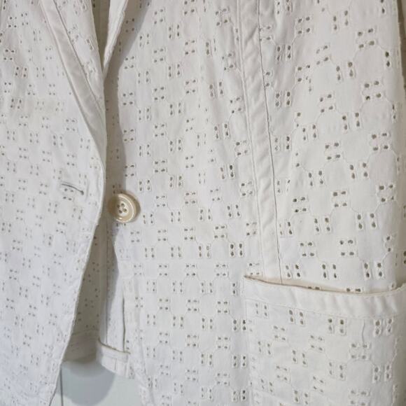 Talbots White Eyelet Blazer Stretch Lightweight Workwear Size 12P - Picture 4 of 9
